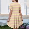 thumbnail image 5 of XADYUY Girls Summer Dress Size 7-8 Casual A-Line Short Sleeve Girls Tshirt Dresses Striped Crew Neck Sundresses Basic Swing Skirt with Pockets,5-6Years,Beige, 5 of 6