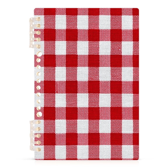 Haosy Red and White Checkered Notebooks 1-subject Journal 60 Sheets A5 College Ruled Paper Detachable Ring 8.3"x5.7"