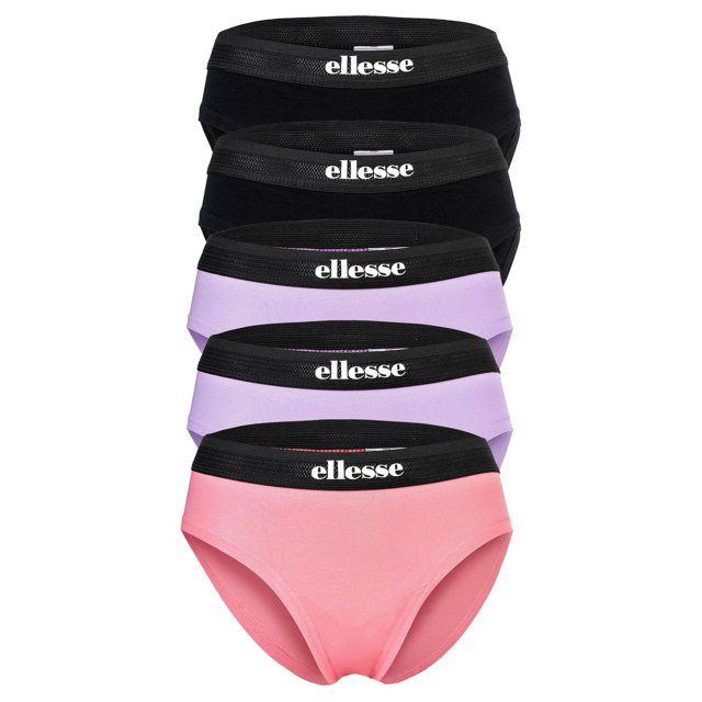 ellesse calzoncillos niña, pack de 5 - GRACIE, ropa interior, logo, algodón Negro/Morado 158/164