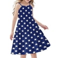 thumbnail image 2 of Odeerbi Toddler Kids Girls Independence Day A-Line Slip Dress Summer Patriotic Star Stripe Casual Strap Dress, 2 of 7