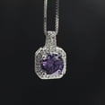 thumbnail image 4 of 925 Silver Pendant Necklace Temperament Purple Zircon Inlay Pendant Chain, 4 of 5