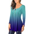 thumbnail image 3 of Pntutb Mujer Casual Camiseta Impreso Manga Larga Cuello Redondo Fruncido Pullover Blusa tops Pntutb Pntutb-911, 3 of 6