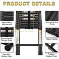 thumbnail image 3 of Extension Ladder, 20.3FT RIKADE Aluminum Telescoping Ladder with Non-Slip Feet, Portable Telescopic Ladder for Household and Outdoor 330lb Capacity, 3 of 7