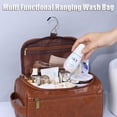 thumbnail image 2 of Portable Large Waterproof Leather Mens Hanging Travel Toiletry Bag, 2 of 7