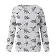 thumbnail image 4 of Bjutir Womens Sweatshirts Cute Dinosaur Graphic Prime Fun Blouse Tops Light Gray, 4 of 4