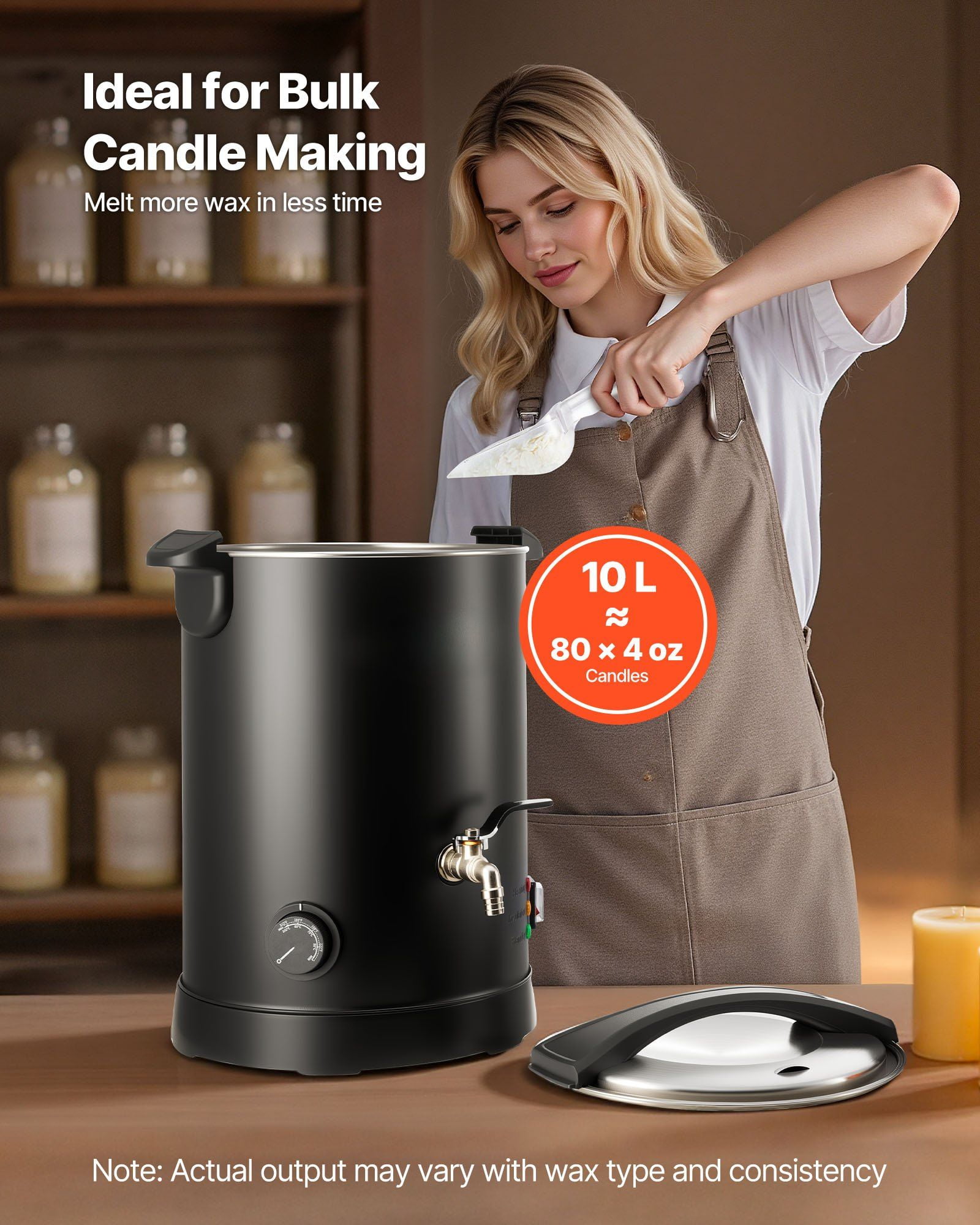 CAFORKP 10.6Qt Wax Melting Pot with Temperature Control & Pour Spout - Premium Candle and Soap Making Supplies