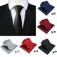 thumbnail image 2 of Cravate Homme Élégante Formelle Cravate Fine avec Poche et Boutons de Manchette, 2 of 6