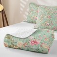 thumbnail image 4 of Erosebridal Watercolor Western Rose Twin Quilt Set for Women Girls, Green Leaf Foliage Print Twin Coverlet Set, 2pcs, 4 of 7