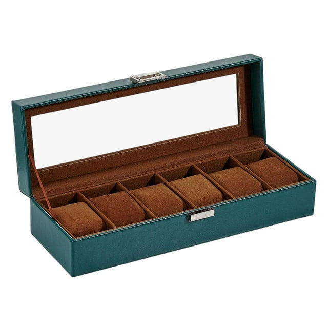 Caja de almacenamiento para exhibición de relojes, estuche para relojes a prueba de golpes, almohadillas extraíbles, estuche protector para relojes de Verde