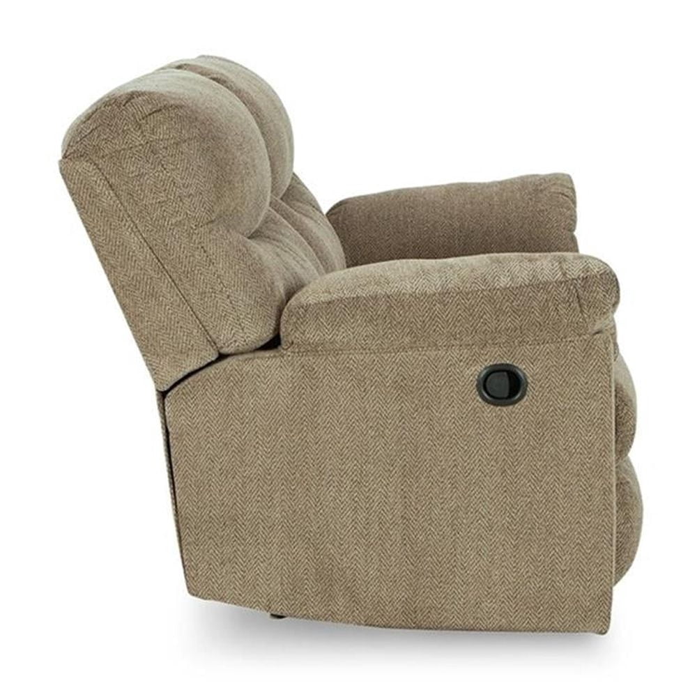 Bowery Hill Contemporary Fabric Reclining Loveseat in Light Brown