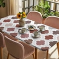 thumbnail image 3 of Moroccan Geometric Table Cloths for 4 Foot Rectangle Tables, Vintage Boho Rhombic Pattern Red Gray Patio Waterproof Elastic Fitted Tablecloths, Washable Rectangular Table Cover for Camping, 3 of 8