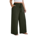 thumbnail image 2 of Plus Size Workout Clothes High Waisted Sweatpants Women Wide Leg Casual Palazzo Pants Work Business Elastic Waist with Drawstring Pants for Lounge Spring & Autumn 2026 Army Green L, 2 of 4