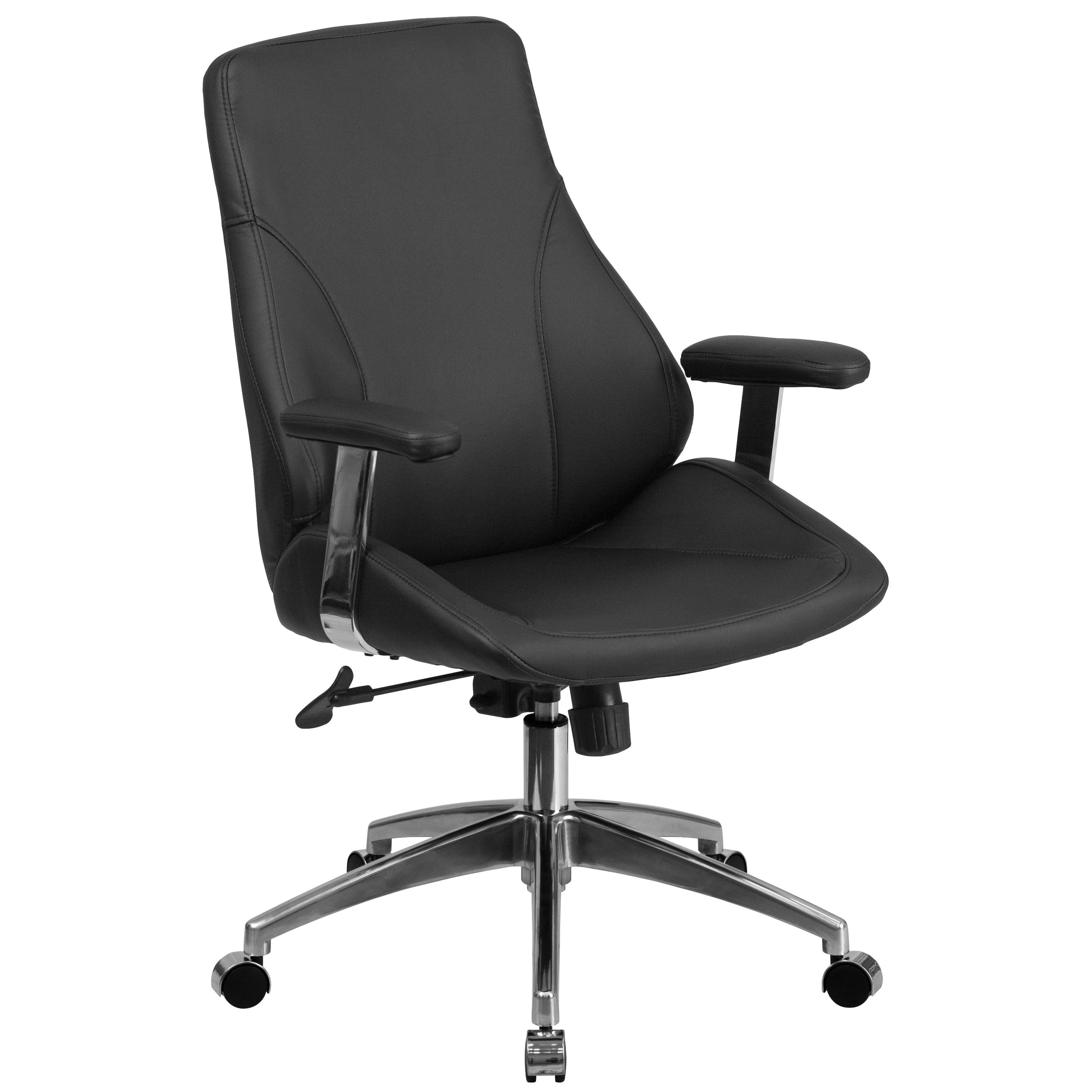 Flash Furniture Mid-Back Black LeatherSoft Smooth Upholstered Executive