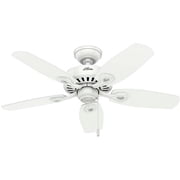 Hunter 42 inch Indoor Ceiling Fan with LED Lights - White Ceiling Fan with Pull Chain, For Bedroom or Living Room, Standard Mount, No Remote, 5 Blades, Includes Bulbs - Builder 52105, Snow White