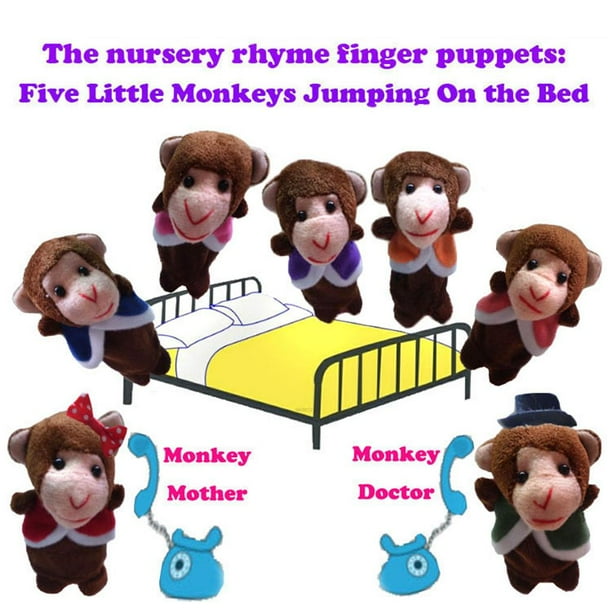 kitamura0035：ADICTS：モンキー首ふり人形・20個セット Finger Puppets Set, Five Little Monkeys Jumping on the Bed with