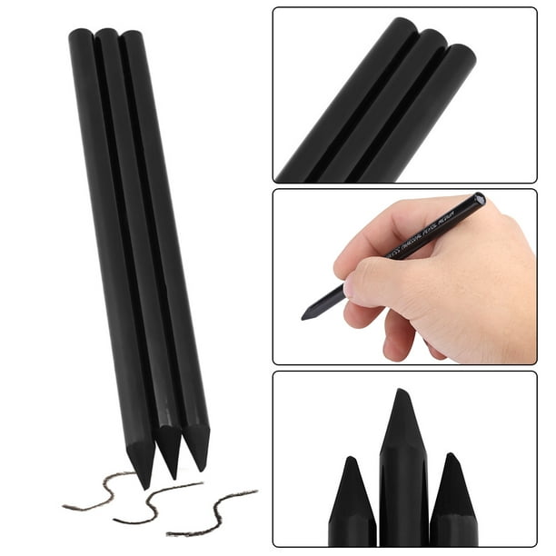 Acheter Crayon à charbon de bois pour dessin, 3 pièces, crayon de croquis,  noir et blanc, fournitures d'art