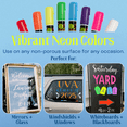 thumbnail image 2 of MoodClue Car Window, Glass Marker Pens. Bold Liquid Chalk for Auto Windshields, Mirrors, White + LED Boards. Washable, Erasable. Neon 8pk. 10mm Jumbo Tip - 3 Writing Options., 2 of 10