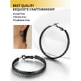 thumbnail image 4 of ChainsHouse Black Hoop Earrings for Women Wheat Shaped 40mm Diameter Huggie Hoops Earring Birthday Christmas Jewelry Gift for Daughter Wife Mother, 4 of 11