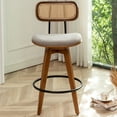thumbnail image 3 of FOWEOAIU Bar Stools with Cane Back Fabric Upholstered Swivel 26" Counter Stool for Bar Kitchen Island Bistro , Brown (Set Of 2), 3 of 14