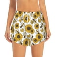 thumbnail image 2 of Goofa Sunflowers and Bees Printed Women 2 in 1 Running Shorts,Quick Dry Athletic Workout Shorts,High Waisted Athletic Shorts with Liner Pockets-Medium, 2 of 9