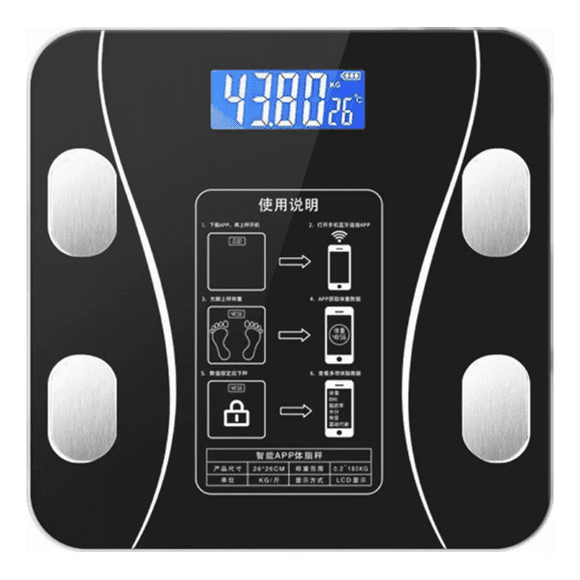Báscula Bluetooth Con Indicador De Grasa Portatil color negro