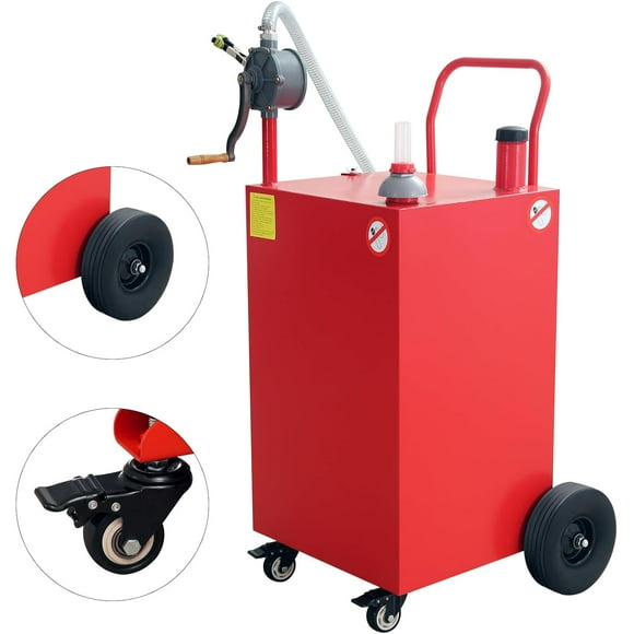 Royalbelle Réservoir de Carburant Rouge de 50 Gallons, Réservoir Portatif pour Essence et Diesel sur 4 Roues avec Pompe