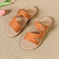 thumbnail image 4 of Slides Sandals for Women Summer Beach Vacation Lightweight Denim Slip on Flat Shoes Trendy Buckle Strap Casual Open Toe Slippers Orange Size 6.5, 4 of 7