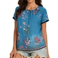 thumbnail image 1 of Tops sin Mangas de las Mujeres Reunidos Cuello Redondo Impreso de Gasa para el Uso Casual, las Fiestas Y la Moda Cotidiana, 1 of 7