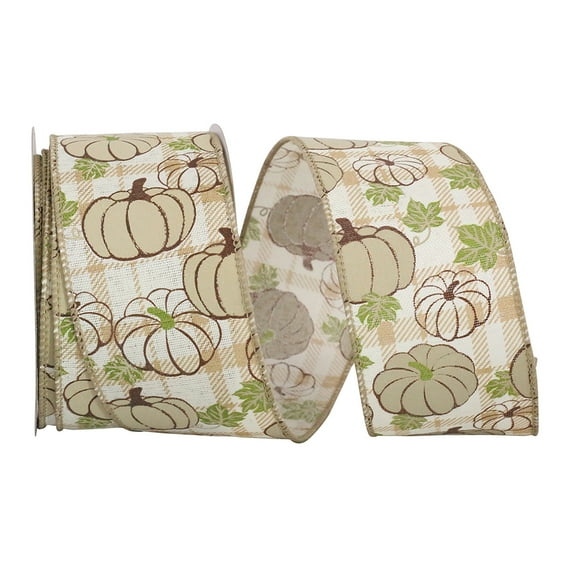 JAM Paper Twill Plaid Multi-color Polyester Ribbon, with Wired Edge 360" x 2.5"