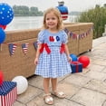 thumbnail image 2 of Staki Toddler Girls 4th of July Dress Embroidery USA Flag Smocked Dresses Memorial Day Outfit Baby Girl Patriotic Clothes,18-24 Months, 2 of 5