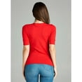 thumbnail image 5 of Emmalise Women's Slim Athletic Fit Neck Tshirt Half Sleeves Top (Red, Large), 5 of 6