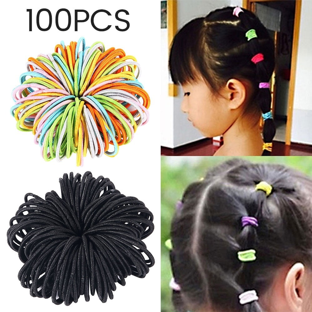 100Pcs Lot Kids Girl Elastic Rope Hair Ties Ponytail Holder Head Bands Hairbands 