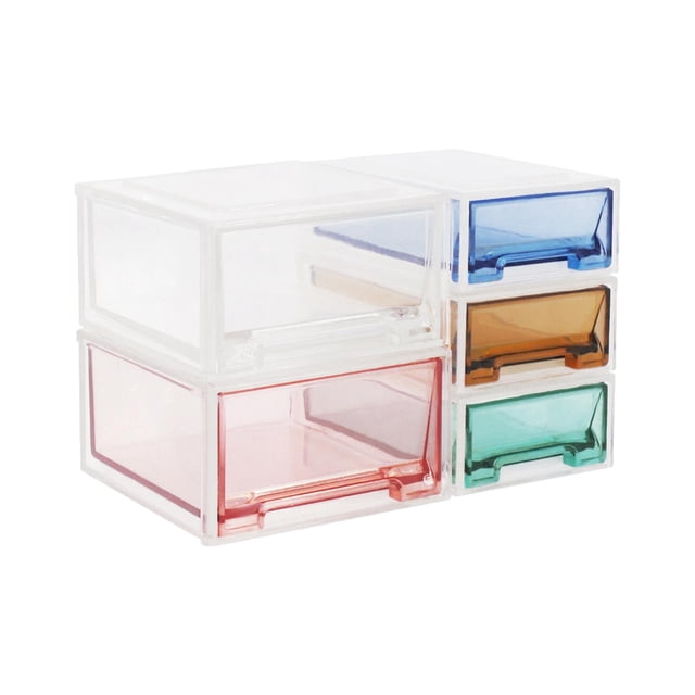 cajas organizadoras de casa de muñecas Caja de almacenamiento para en miniatura 1/6 de 5 piezas, caja de juguetes apilable, microadorno de paisaje con cajón para muñecas,