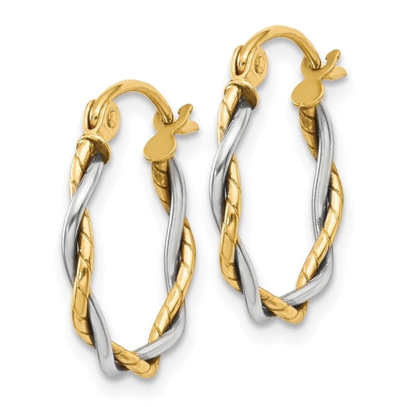 Twisted Hoop Earrings in 14K Gold Two-Tone Jewelry Gifts for Women