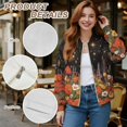 thumbnail image 6 of DISNIMO Flower Printed Sweatshirts for Women Long Sleeve Jackets V Neck Outwear Zip Up Sweatshirts with Pockets, 4XL, 6 of 7