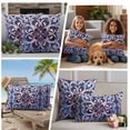 thumbnail image 5 of Blue Purple Ethnic Outdoor Waterproof Pillow Covers, Rustic Boho Flowers Impressionist Decorative Square Throw Pillowcase Sofa Cushion Sham for Patio/Couch/Chair, 24"x24" 2 Pack, 5 of 8