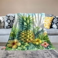 thumbnail image 2 of GOSMITH Blanket Pretty Pineapple in Tropical Flowers Illustration White, 2 of 6