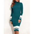 thumbnail image 6 of PrettyGuide Women's Turtleneck Sweater Dress Long Sleeve Ribbed Knit Stretch Midi Bodycon Dresses, 6 of 7