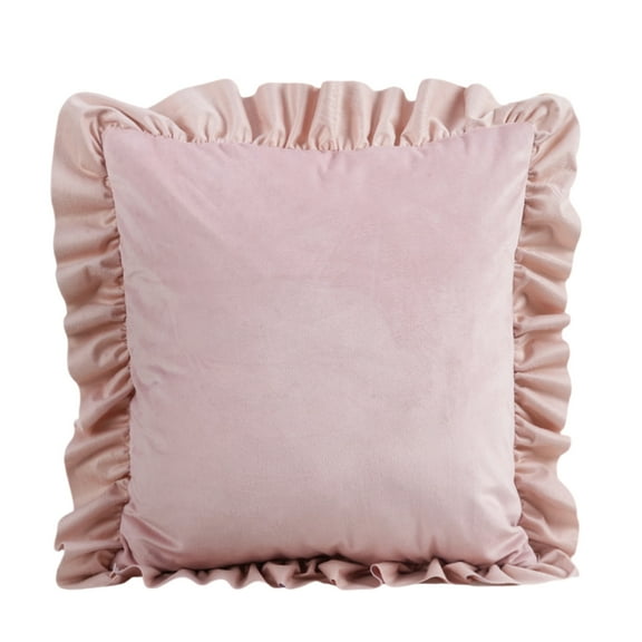 Flocking Ruffle Edge Pillow Cover Machine Washable Sturdy Living Room Accessory