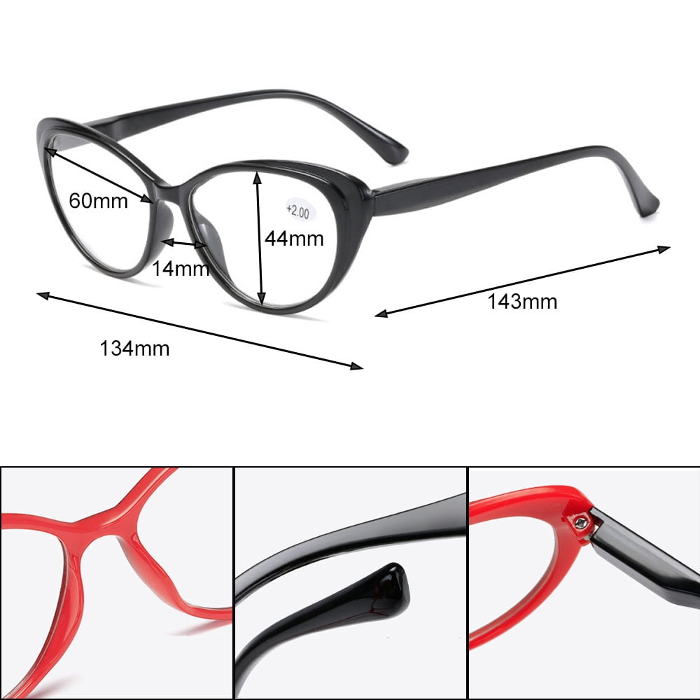 3 Pairs of Women's Cat Eye Reading Glasses 2.50 Spring Hinge Plastic Lightweight Readers +2.50
