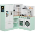 thumbnail image 2 of Qaba Play Kitchen, Corner Kids Kitchen Playset w/ Chalkboard, Range Hood, Ice Maker, Stove, Refrigerator Microwave, Sound & Lights, 2 of 9