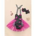 thumbnail image 2 of Seyurigaoka Baby Girls Valentine's Day Romper Dress Heart Halter Backless Bodysuits Mesh Skirt Layer Triangle Snap Jumpsuit with Headband, 2 of 9