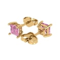 thumbnail image 2 of 14K Solid Gold Push Back Stud Earrings for Women | 2 cttw Princess Cut Simulated Pink Diamond | Yellow Gold, 2 of 5