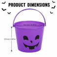 thumbnail image 3 of Halloween Limited！ Halloween Trick or Treat Bucket, Purple Monster Face Plastic Candy Pail with Handle, Kids Halloween Candy Basket for Party Favors and Halloween Decorations, 3 of 5