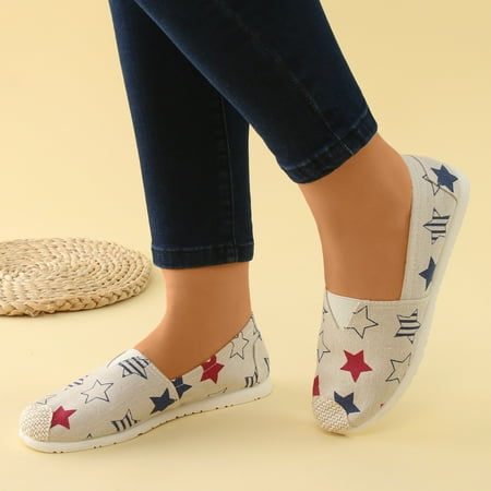 

ZTTD Women Various Prints Shoes Fashion Soft Sole Cloth Shoes Linen Soft Sole Cloth Shoes Beef Tendon Sole Non Slip Cloth Shoes