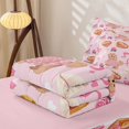 thumbnail image 6 of Homewish Valentine Dog Zipper Twin Comforter Sets with Fitted Sheet and 2 Pillowcases,Kawaii Pet Theme Zipper Bedding Set,Pink Ribbon Bow Decor,Pink Reversible,4pcs, 6 of 8