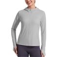thumbnail image 2 of Hfnxid Sun Shirts for Women Lightweight UPF 50+ Long Sleeve Hoodies Quick Dry Full Zipper Blouses Outdoor Athletic Top Gray XXXL, 2 of 8