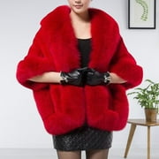 Thickened Warm Solid Color Fluffy Fur Shawl Loose Fit Winter Wedding Bridal Warm Coat