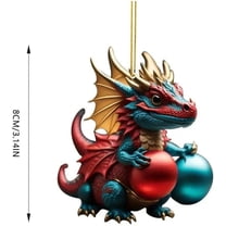 LanSuare Christmas Dinosaur and Santa Claus Ornament, 3.14Inch Multicolour Cute Dinosaur and Santa Claus Pendant, Suitable for Vehicle Interior, Gift Giving, Christmas Tree Decor