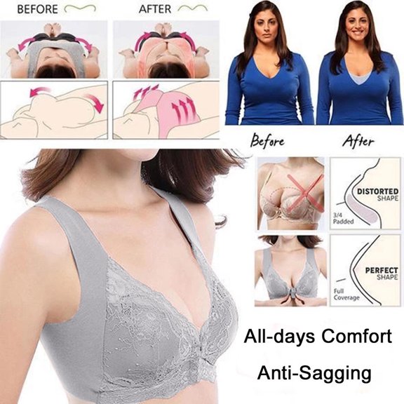 Utoimkio Bras for Women Full Coverage Women's Adjustable Sports Front Closure Extra-Elastic Breathable Lace Trim Bra